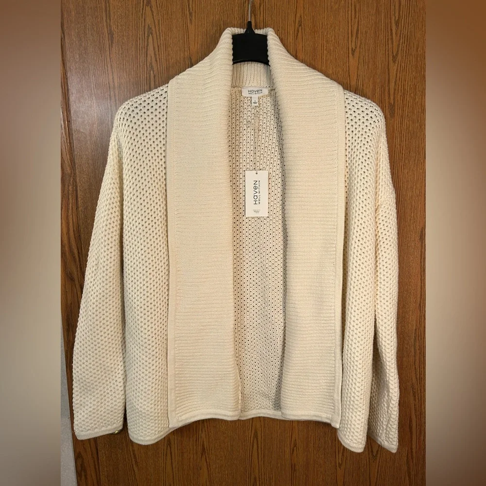 Haven Well Within Organic Cotton Honeycomb Shawl Cardigan - Picture 2 of 8